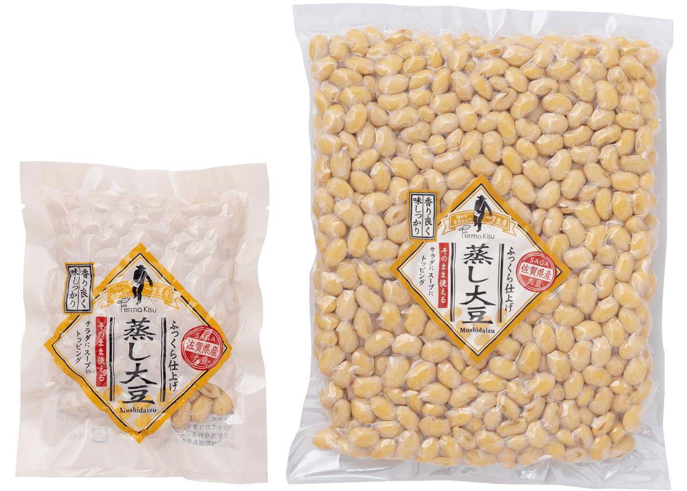 蒸し大豆の商品パッケージ